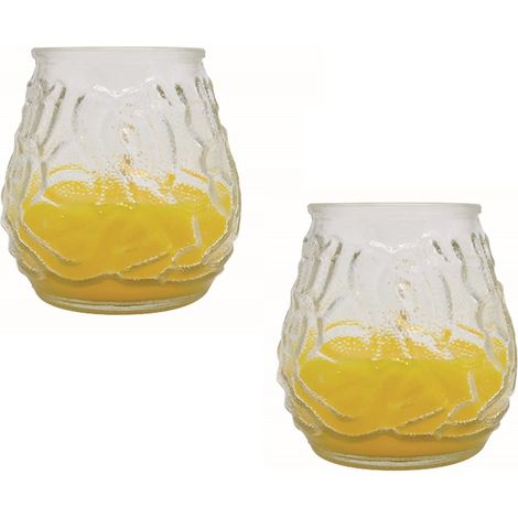 RAM ONLINE - Candele da giardino alla citronella Insene, repellente per insetti e prati, confezione da 2, colore: giallo (1/4)