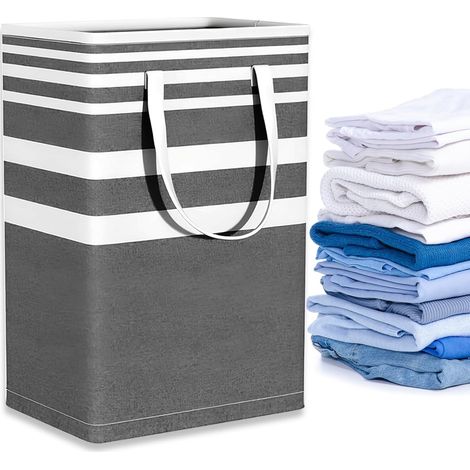Grande cesto portabiancheria in lino, cesto portabiancheria portatile da 75 litri con manico, sacco portabiancheria pieghevole per vestiti sporchi, cesto portaoggetti per lavanderia, camera da letto, (1/5)