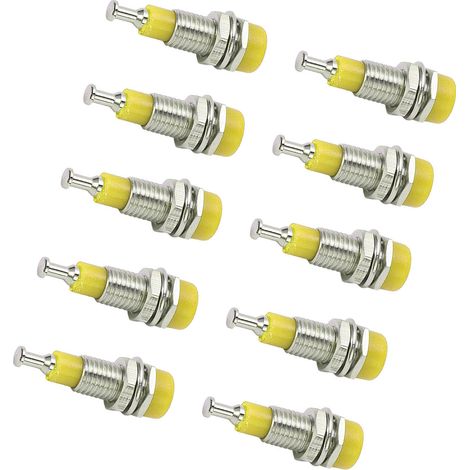 J.40006 Prise de panneau tout cuivre 2 mm, fiche banane femelle, bornier métallique, prise banane en cuivre pur nickelé, accessoires pour prise de lanterne, vendus par paquets de 10 (jaune) (1/5)