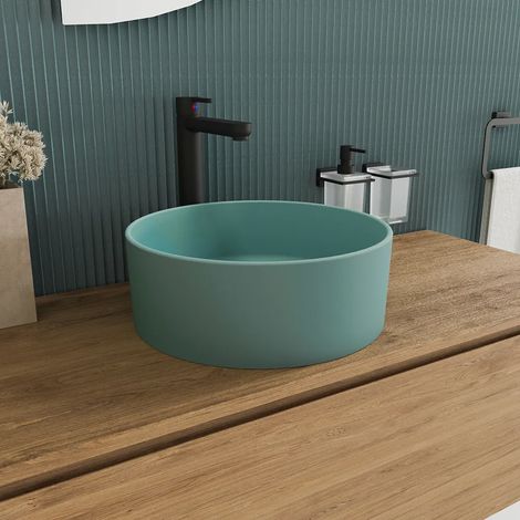 Lavabo da Appoggio Tondo 37,5x37,5x13,5 Carta da Zucchero Opaco Mod. Tirreno (1/5)