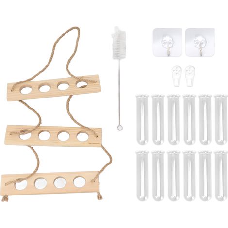 Support de propagation mural 3 étages en bois avec 12 tubes à essai pour plantes aromatiques, station de culture suspendue artisanale (1/4)