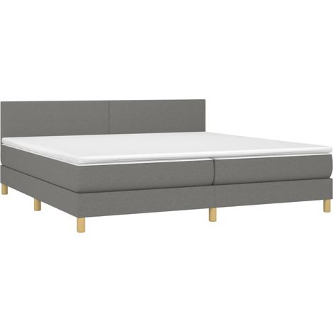 Struttura letto LED con testiera boxspring materasso 200x200 cm tessuto grigio scuro TDL0208294
