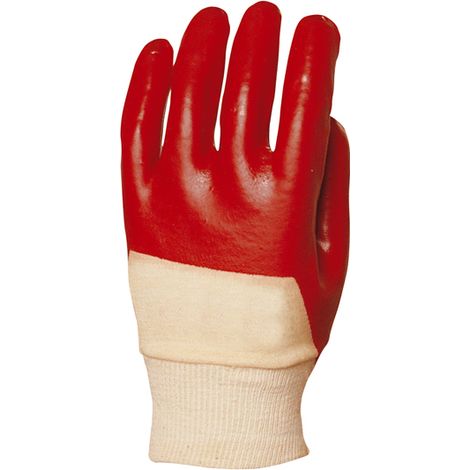 Pack mit 10 Paar Arbeitshandschuhen aus PVC, roter Rücken, belüftet, Standardgröße 10 (1/2)
