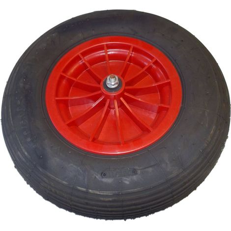 Roue de rechange LIMEX 4.08 KS pour brouette, chariot de jardin ou chariot de chantier Rouge