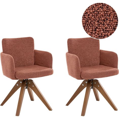 Esszimmerstuhl 2er Set drehbar EVELYN Bouclé Orange (1/5)