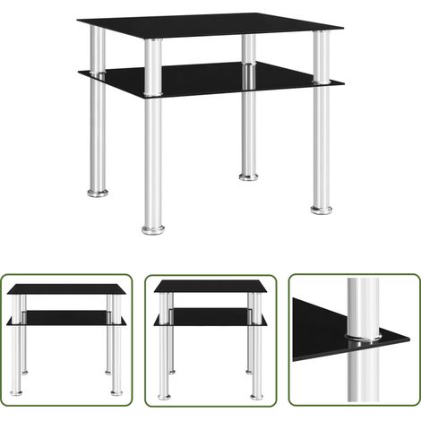 The Living Store Beistelltisch Schwarz 45x50x45 cm Hartglas - Beistelltisch - Wohnzimmermöbel - Nachttisch - Side Table - Schwarz (1/5)