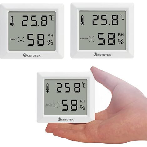 3 Pièces Thermomètre Hygromètre Interieur Numérique Thermo-Hygromètre Digital Moniteur de Température et Humidimètre Indication du Niveau de Confort pour Chambre Bebe Bureau à Domicile (1/5)