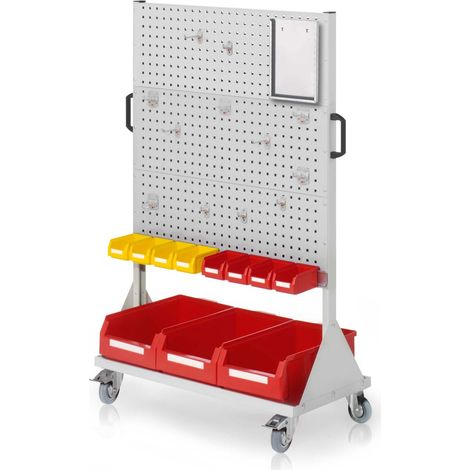 Kappes RasterMobil® mobiler Arbeitsplatzschrank Größe 4 1580x1000x500mm 6 Lochplatten 31-teilig lichtgrau