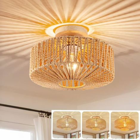 Plafonnier LED en osier, lumière blanche/blanc chaud/chaude, applique murale encastrée, suspension, convient aux restaurants et cafés. (1/5)