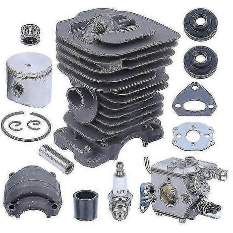 Kit cylindre-piston Adefol 38 mm avec carburateur pour tronçonneuse Husqvarna 136 137 141 142 530071345 530071987 (avec joint d'huile, édition 0617)