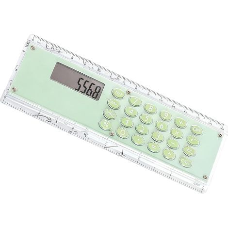 Combinaison d'une règle double échelle de 15 cm et calculatrice à (1/5)