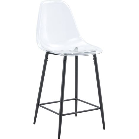 Lot de 2 tabourets de bar transparents avec structure métal noir, design moderne pour cuisine, îlot ou salle à manger, confort pratique CHICFURN (1/5)