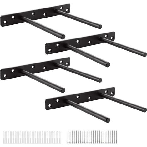 Ulisem Etagere Murale Fixation Invisible Double Pôle, Support Etagere Murale - 30 cm - Noir - Lot de 4 (1/4)