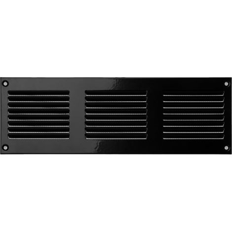 Grille d'Aération Rectangulaire 300x100mm - Noire Grille de Ventilation en Métal - Registre d'évacuation d'air avec Moustiquaire - Couvercle d'évent Interne pour Mur et Plafond (1/5)