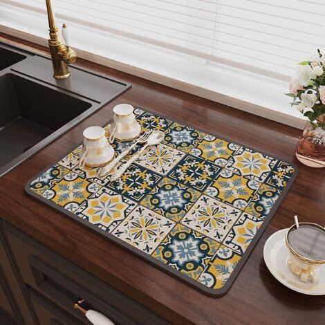 Tapis Égouttoir Vaisselle, Tapis de Séchage Vaisselle Super Absorbant, Tapis Évier Cuisine en Nanofibres à Séchage(30 x 40cm)