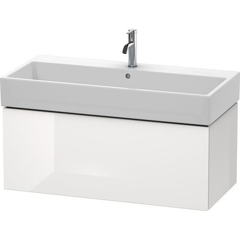 Meuble sous-vasque L-CUBE 394x984x459mm blanc brillant lack