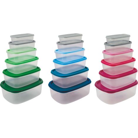 SET 6 CONTENITORI RETTANGOLARI CON COPERCHIO 3 COLORI ASSORTITI (1/5)