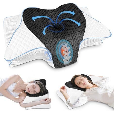 Ergonomic Memory Foam Pillow with Cervical Support, 60x35.5cm, Butterfly Design for Sleep (1/5)