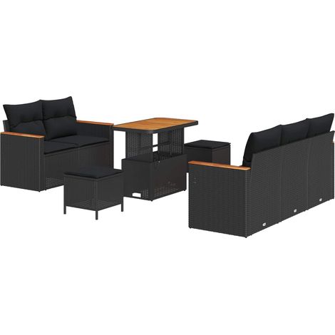 Maison Exclusive - Set Divano da Giardino 8 pcs Nero polyrattan