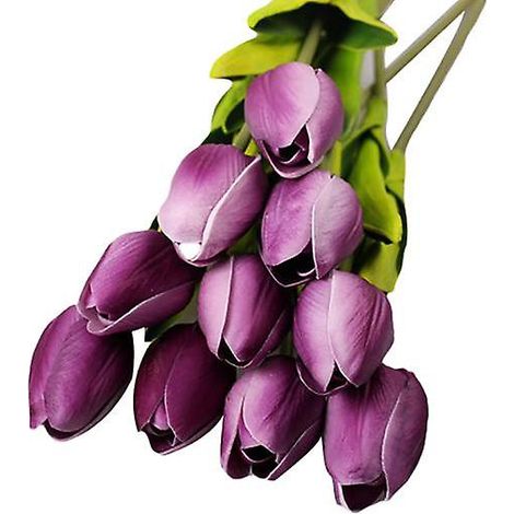 bouquet de tulipes artificielles, composition florale pour la maison, le jardin, un mariage ou un bureauviolet (1/5)