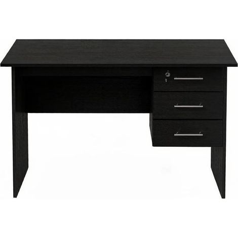 CHICFURN Scrivania 120x60 cm in legno nero con 3 cassetti, serratura, montaggio semplice (1/5)