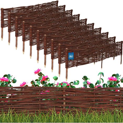 KOTARBAU® Lot de 10 Clôture Bois  - Bordure Jardin Extérieur - 120 x 20 cm - Bordure de Jardin en Osier à Planter - Marron - Cloture en Osier - Décoration Extérieure (1/5)