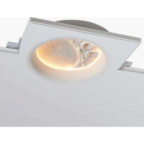 Barcelona Led – Spot en plâtre SIDEREUS en forme de lune 300x300 mm – Luminaire LED intégré 8,5 W – Tons chauds pour ambiance relaxante (1/5)