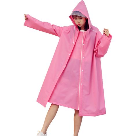 Cape de pluie adulte EVA respirante avec capuche imperméable vélo extérieur imperméable homme femme rouge rose (1/5)