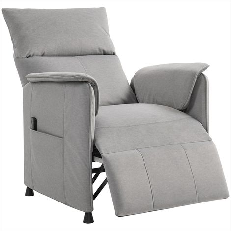 Fauteuil relax électrique en velours gris, moteur silencieux 48 dB, inclinaison 160°, fonction mémoire, repose-pieds rétractable (1/5)