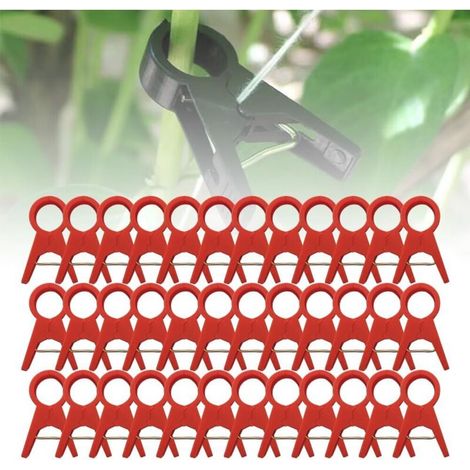 Clips de soporte para plantas, clips de soporte de plástico resistente, clips de jardín reutilizables para plantas trepadoras de exterior, clips de soporte para plantas de tomate (100 piezas, rojo - 2 (1/4)