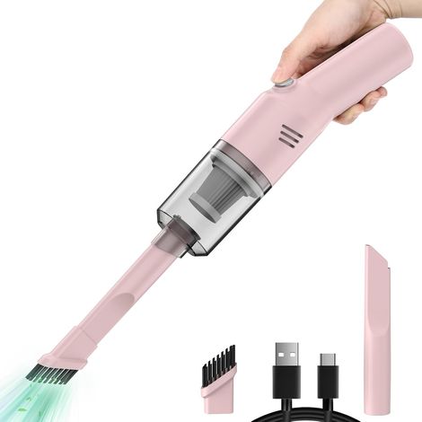 Aspirateur à Main sans Fil Rose, Mini Aspirateur de Table et Voiture 4500Pa, Léger (0,68lb), Portable Puissant (1/5)