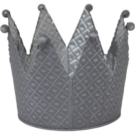 Pflanzgefäß Krone M Zink 11 x 16 x 16 cm grau Blumentopf