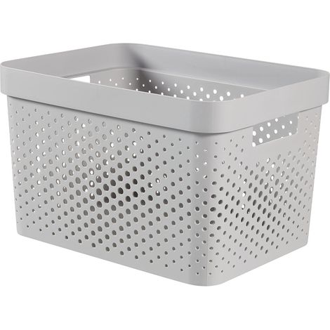 bac de rangement 17 l gris en polypropylène curver infinity dots 36 x 27 x 22 cm (1/2)