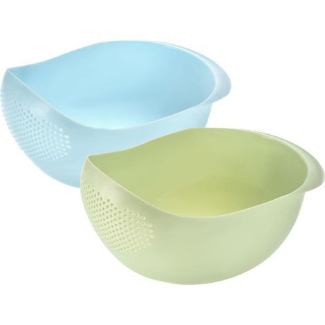 Juego de 2 coladores de arroz con asas, para limpiar verduras, frutas y hortalizas. (1/5)
