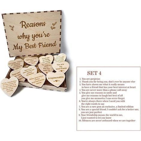 Boîte Cadeau Bois Personnalisée Cœur Gravé - Idée Cadeau Unique pour Meilleure Amie, Amitié (1/5)
