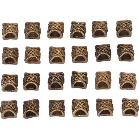 Perruques, dreadlocks, accessoires, runes vikings, caractères runiques, colliers de perles, bracelets, porte-clés, ornements pour cheveux, perles, bleu antique (1/5)