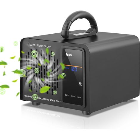 Générateur d'ozone, machine d'ozone de haute capacité 60000 mg/h avec écran LED et temporisateur de 120 min pour 400 ㎡ Chambre, Purifieur d'air pour cuisine à la maison