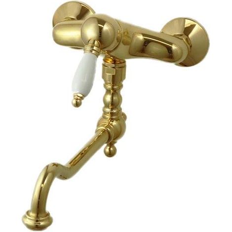 Wand-Spülbeckenmischer in Goldfarbe mit niedrig verstellbarem Auslauf Gattoni Orta Old 2762/27D0.OLD  Gold