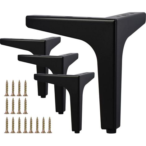 Bardusch-4 pieds métal noir – 4 pouces – vis + protège-plancher – DIY canapé/fauteuil/table (1/5)