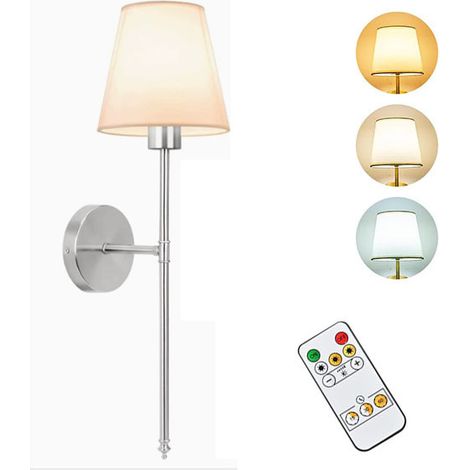 applique murale chromée sans câblage avec télécommande rechargeable ampoule tricolore (1/4)
