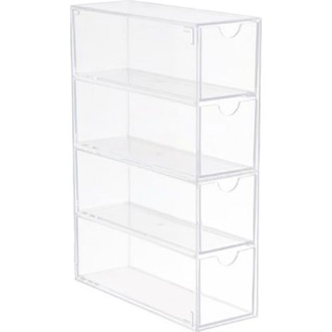 Stapelbare Aufbewahrungsbox aus transparentem Acryl mit 4 Schubladen für Sonnenbrillen, Make-up und Bürobedarf. (1/5)