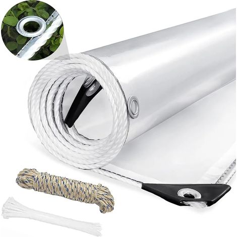 Bâche de protection contre la pluie (0,8 x 1,5 m), en PVC transparent imperméable (polychlorure de vinyle) avec œillets, résistante aux intempéries et durable, idéale pour le mobilier de jardin, les p (1/5)