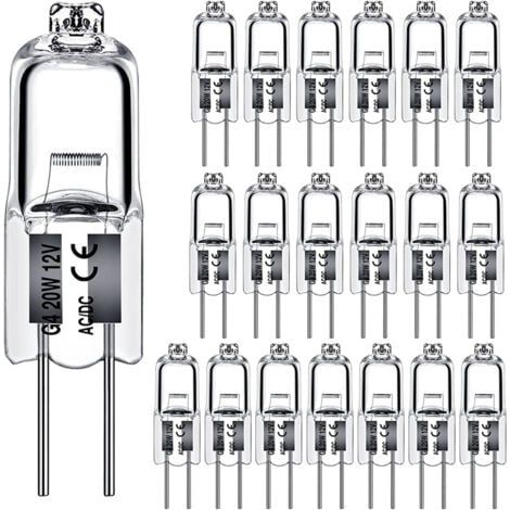 Lampadine alogene di ricambio Aiperq G4 da 20W 12V con attacco a 2 pin per faretti sotto i mobili, illuminazione da esterno a binario, dimmerabili (confezione da 10) (1/4)