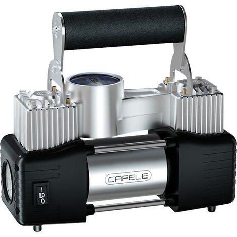 Compressore d'aria Goodyear da 12 V con manometro per auto, moto, bicicletta e attrezzature sportive, con 6 accessori inclusi, presa accendisigari, compressore portatile (1/5)