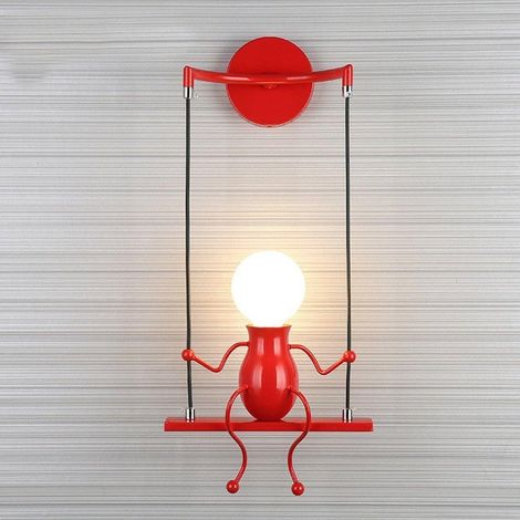 Moderne Humanoid LED Wandleuchte Innen Art Deco E27 Eisen für Kinder Zimmer, Treppen, Flur, Restaurant, Küche (Rot)