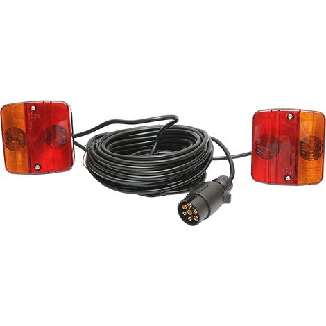 Set di lampade magnetiche per rimorchi da 12 V, spina a 7 poli, cavo da 2,5 m tra le luci posteriori, cavo spina da 7,5 m Breckner Germany (1/5)