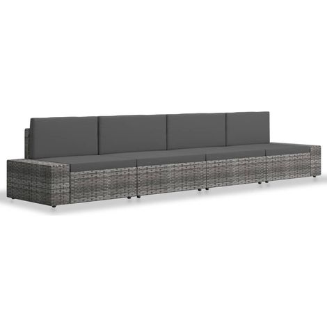 Maison Exclusive - 4-tlg. Garten-Lounge-Set Poly Rattan Grau