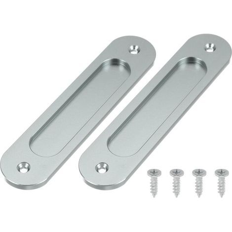 Poignée ovale affleurante pour portes coulissantes, poignée affleurante en acier inoxydable avec vis, adaptée aux fenêtres de maison, de salle de bain, de placard de grange, (1/5)