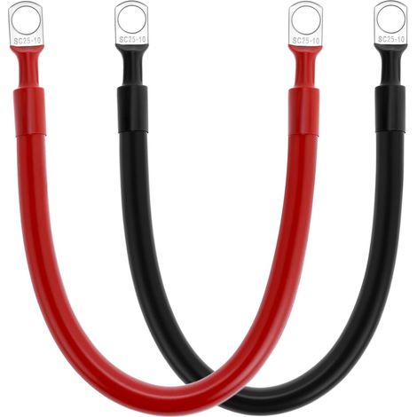 Câble Batterie Voiture 25 mm² 3 AWG de 30cm avec Bornes Cuivre Étamé M10 pour Auto, Moto, Camion, Camping-Car, Marine, Solaire, Bateau (1/5)
