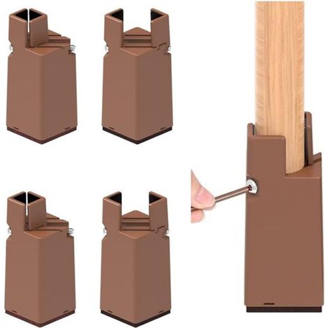 HONORNIC - Rehausseurs de Meubles 4 Pcs, Rehausseurs de lit réglables avec Pince à vis, adaptant aux Pieds de Chaise carrés/Ronds d'un diam (1/5)